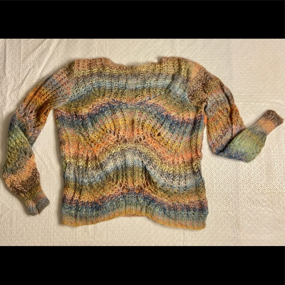 Elsamanda Pastel Pointelle Mohair Alpaca Sweater Anthropologie XS
